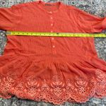 Johnny Was  Leonie Pintuck Blouse - Coral/Salmon Eyelet Lace - Size Small Photo 5