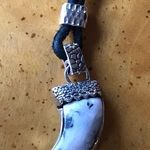 White Buffalo Sterling Silver Leather Necklace Photo 0