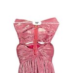 Bronx and Banco Sonny Strapless Cut Out High Slit Maxi Dress Gown in Metallic Rose Photo 10