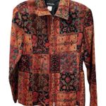 Ellen‎ Fig Womens Medium Multi Color Floral Full Zip Lined Beaded Blazer Jacket Orange Photo 0