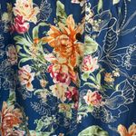 Classic Elements  womens floral Hawaiian style casual button up shirt blue XL Photo 1