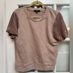 Diesel Vintage  Blush Pink Sheepskin Leather Studded Top Short Sleeve Size Med M Photo 14