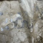 Vintage Handmade Brocade Duster Robe Gold Metallic Jacquard Belted Long Coat M Size M Photo 2