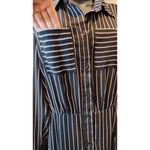 Who What Wear Sheath Dress Black White Pinstriped Long Sleeves Button down small Photo 4