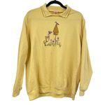 Vintage Yellow Grandma Core Kitty Cat Birdhouse Embroidered Collared Sweater XL Size L Photo 0