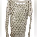 Mink Pink Cream Open Knit Crochet Long Sleeve Sweater Top Womens Small Photo 4
