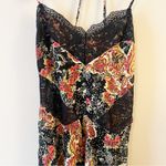 Free People Intimately Black Lace Mini Slip Dress Pink Floral Print Small Photo 3