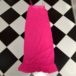 Line and Dot  Adelyn Hot Pink Maxi Slip Dress Square Neck Spaghetti Straps Ruffle L Photo 8