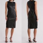 Spanx  Leather-Like Combo Sheath Dress In Luxe Black Photo 1