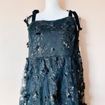 Arula Black & Gold Floral Appliqué Sequin Shimmer Sleeveless Maxi Dress. Photo 2