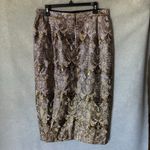 Donna Vinci Metallic Floral Embroidered Pencil Midi Skirt Front Slit size14 Gold Size 14 Photo 1
