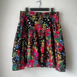 Vintage 80s Polka Dot & Floral Colorful Dropwaist Mini Skirt 10/12 L Black Size L Photo 0