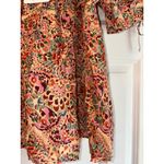 DR2 Floral Print Top Square Neck Puff Sleeve Blouse Bohemian Style Size S Tan Photo 4
