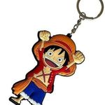NEW Monkey D Luffy Anime KEYCHAIN 5.2” Key Fob Ring Purse Backpack Charm 2 Sided Orange Photo 0
