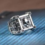 925 Silver Plated Adjustable Skull Ring for Men Women,Punk Ring,Hip Hop Ring Photo 3