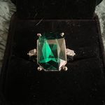 Gorgeous Stainless Steel Silver with Faux Emerald Ring Size 7 Green Photo 1
