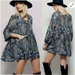 Free People  Rain or Shine Mini Dress Tunic Bohemian Floral Paisley Print Sz S Photo 1