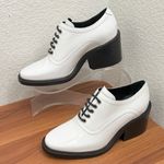 Acne Studios  White Leather Derby Oxford Lace Up Chunky Heels Shoes Size 37 Photo 0