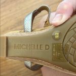 Michelle D Pewter Wedge Sandals with Beads Gold Size 8 Photo 3