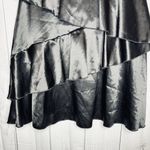 SheIn MOD Black Satin Tiered Maxi Skirt Sz L (8/10) NWT Side Zip Photo 5