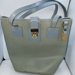 Dooney & Bourke  Blue Yellow Dots Cabrio Leather Bucket Purse‎ Shoulder Bag Photo 0