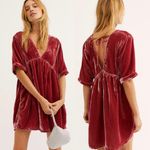 Free People NWT  Ivy Velvet Rose Smoke Pink Babydoll Mini Dress Photo 1
