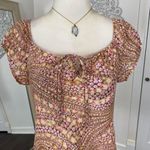 Early 2000s Orange Pink Floral Flower Babydoll Milkmaid Cottagecore Blouse Top L Size L Photo 3