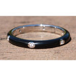 Boutique NEW Women's Pave’ Diamond Black Enamel S925 Stacking Ring Size‎ 9 Photo 12