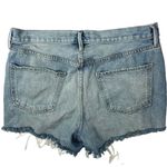 Frame  Women's Blue Denim High Rise Distressed Raw Hem Mini Jean Shorts Size 28 Photo 1