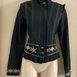 Miss Me NWOT boho black zip up jacket with tribal embroidered bottom and sleeves . Sz S Photo 0