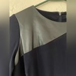 Ralph Lauren Lauren  Navy Blue Black Long Sleeve Dress Faux Leather Detail Size 8 Photo 1