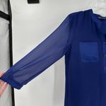 Armani Exchange  Blue 3/4 Sleeve Sheer Tunic Top Women's Size Medium FLAW Photo 2