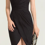 JJ's House Jj’s House Sheath Column Off Shoulder Asymmetrical Chiffon Ruffle Dress black 0 Photo 0