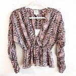 MISA Los Angeles Top Kesara Blouse in Snake Pink & Black Peplum Sz XS NWT Photo 4