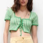 ZARA Striped Crochet Tie Top Photo 0