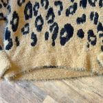 HYFVE  Tan and Black Fuzzy Off Shoulder Cropped Open Back Leopard Sweater SzSmall Photo 7