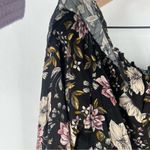 Guess  Dark‎ Floral Long Sleeve Pixxi Off The Shoulder Ruffle Tie Front Crop Top Photo 2