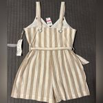 Taylor & Sage  Romper Tan and White Striped Romper with Silver details NWT SZ L Photo 1