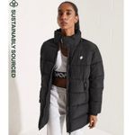 Superdry  Women's Longline Sports Puffer Jacket Black Size 8 Winter Photo 2