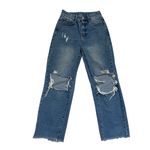 SheIn  Jeans High Rise Wide Leg Grunge Baggy Destroyed Blue Denim Size Women's XS Photo 4