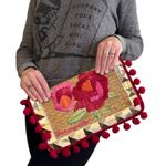 Betsey Johnson  Betseyville Playa de Betsey Studded Straw Pom-Pom Clutch Bag Photo 1