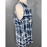 Crosby Blue & White Tie Dye Sleeveless Tie Front Lightweight Summer Rayon Top XL Photo 2