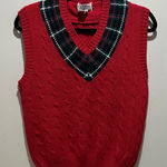 Jos. A. Bank  Red Sweater Vest with Plaid V-Neck Photo 0