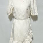 & Other Stories & Other Stories Linen Puff Short Sleeve Tie Waist Wrap Mini Dress White Size 8 Photo 13