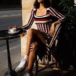 Anthropologie NWT Maeve Striped Sweater Midi Dress Size XS Photo 1