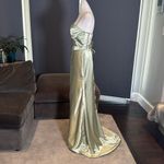 Women’s Light Green Prom Formal Dress Criss Cross Straps Leg Slit Size 8 NWOT Photo 5