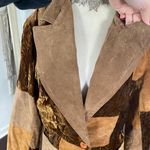 Early 2000's Brown Tan Orange Paisley Patchwork Suede Leather Blazer Jacket L Size L Photo 4
