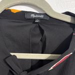 Madewell Black Printed Floral Georgette Mini Dress | Neck Tie Long Sleeve Size L Photo 4