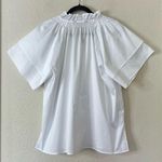 Ming Wang Ruffle Neck Short Sleeve Blouse in White Size Medium Photo 6
