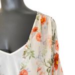 Joie  Kiora Silk Floral Romper with Wide Sleeves Ivory and Peach Size XS Photo 1